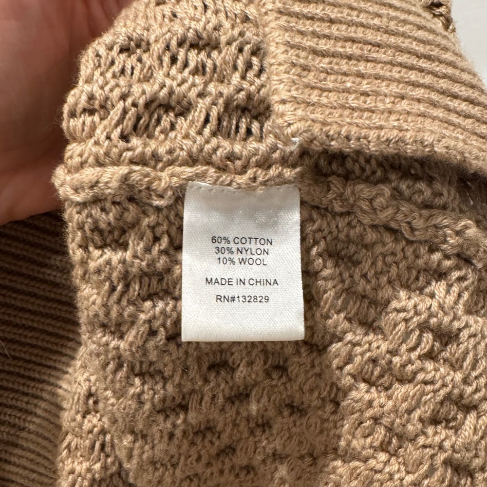 NEW $178 L'Academie Los Angeles Tan V Neck‎ Cable Knit Mesh Sweater Vest Women S - Picture 4 of 7